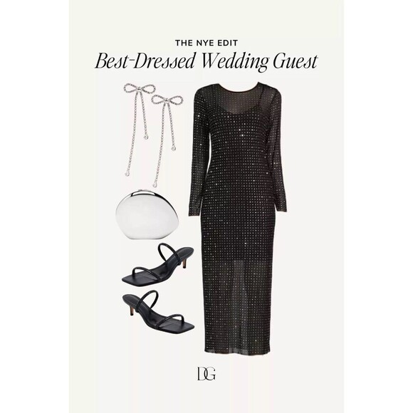 Gianni Bini
Tilly Rhinestone Mesh Crew Neck Long Sleeve Sheath Dress S/M - Picture 3 of 11